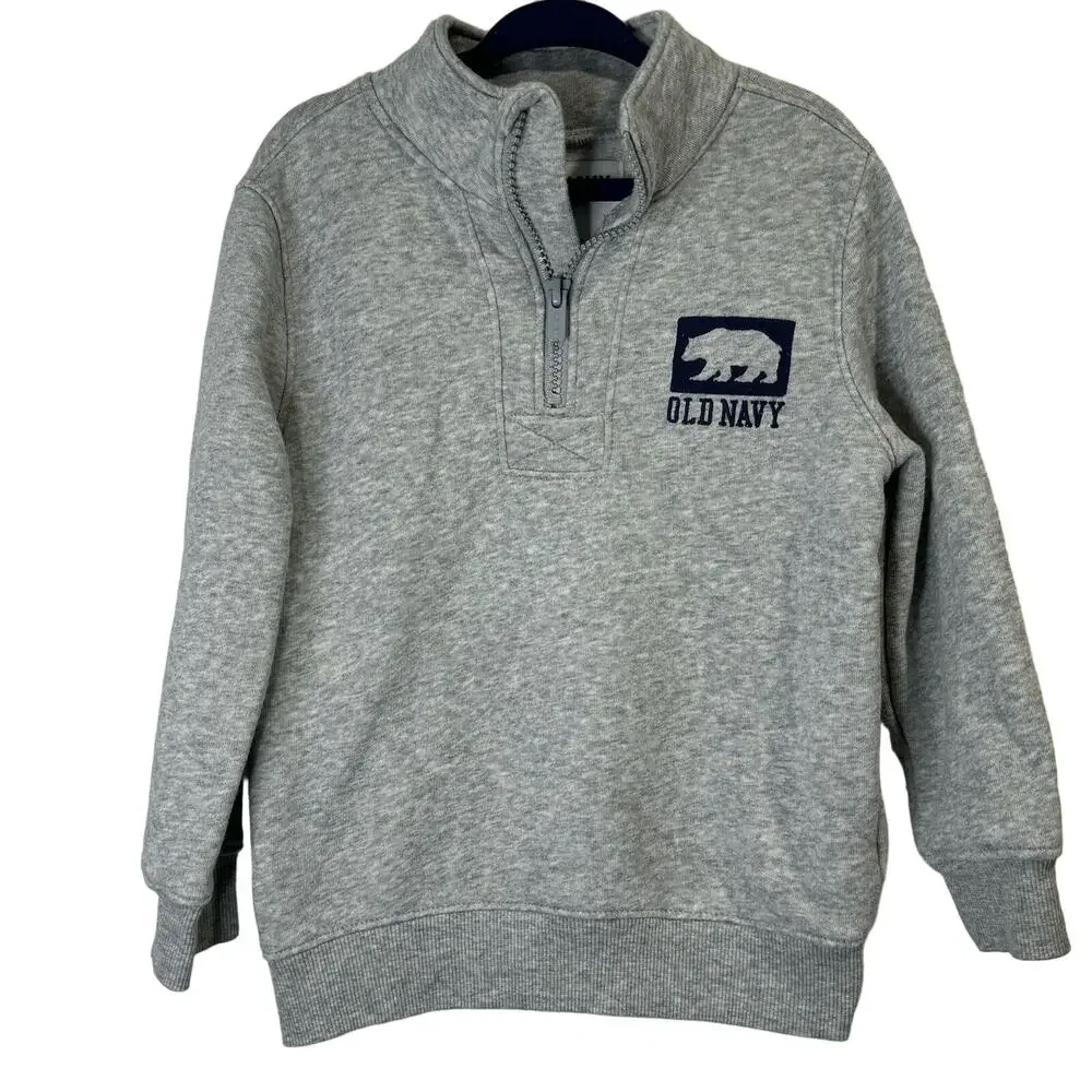 Old Navy High Neck Grey Sweatshirt with Quarter Zip Front Size 4t